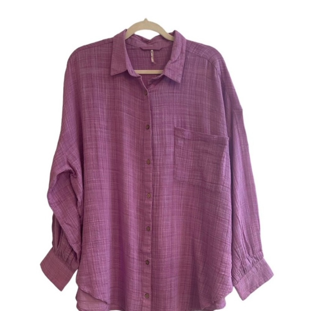 NWT Free People Women's Summer Button Down Long sleeve blouse Sz S/P